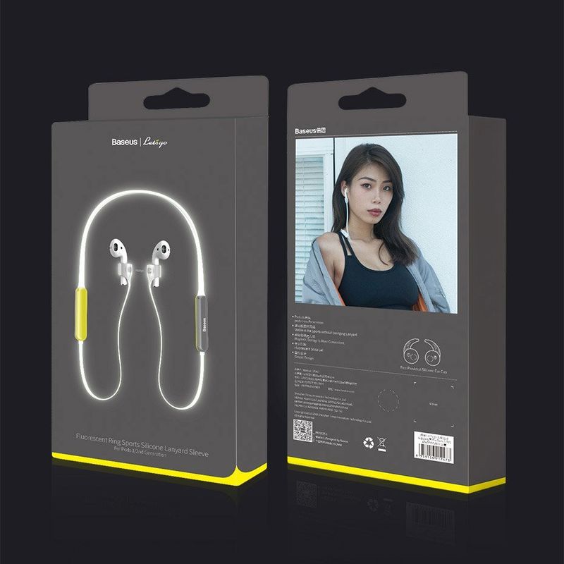 Купити Тримач для навушників Apple AirPods Baseus let's Go Fluorescent Ring Sports Silicone Lanyard Sleeve жовтий + за найкращою ціною в Україні 🔔, наш інтернет - магазин гарантує якість і швидку доставку вашого замовлення 🚀