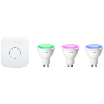 Купити Розумні світлодіодні лампочки Philips Hue Gu10 White And Color Ambiance Apple HomeKit (3 шт + хаб) за найкращою ціною в Україні 🔔, наш інтернет - магазин гарантує якість і швидку доставку вашого замовлення 🚀