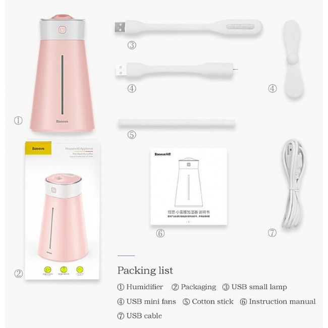 Купити Увлажнитель воздуха Baseus Slim waist humidifier (с аксессуарами) Pink за найкращою ціною в Україні 🔔, наш інтернет - магазин гарантує якість і швидку доставку вашого замовлення 🚀