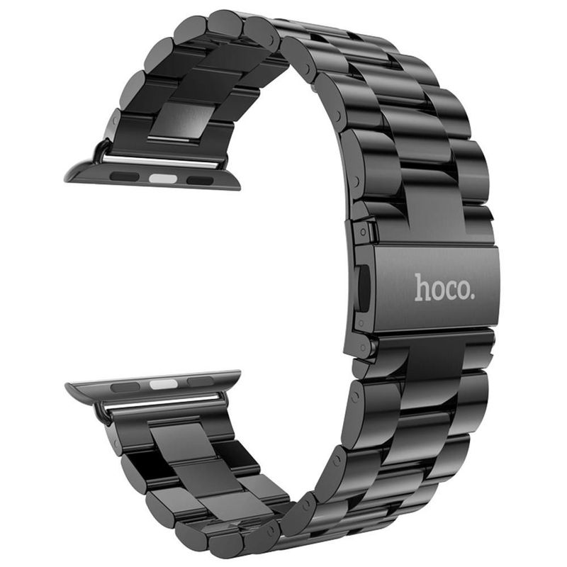 Купить Металлический ремешок HOCO Stainless Steel Black для Apple Watch 40mm | 38mm SE | 6 | 5 | 4 | 3 | 2 | 1 по лучшей цене в Украине 🔔 ,  наш интернет - магазин гарантирует качество и быструю доставку вашего заказа 🚀