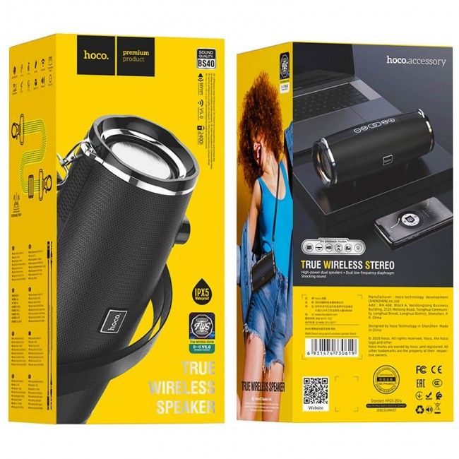 Купить Беспроводная Bluetooth колонка Hoco BS40 Desire song sports wireless speaker с влагозащитой IPX5 Black по лучшей цене в Украине 🔔 ,  наш интернет - магазин гарантирует качество и быструю доставку вашего заказа 🚀