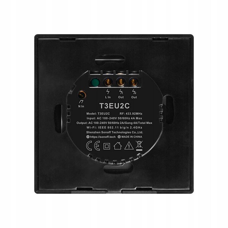Купить Черный умный выключатель HomeKit Sonoff TX T3EU2C (2 канала) по лучшей цене в Украине 🔔 ,  наш интернет - магазин гарантирует качество и быструю доставку вашего заказа 🚀