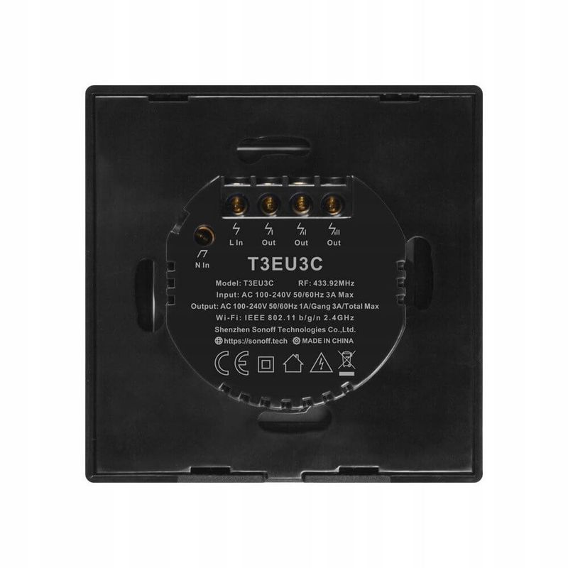 Купить Черный умный выключатель HomeKit Sonoff TX T3EU3C (3 канала) по лучшей цене в Украине 🔔 ,  наш интернет - магазин гарантирует качество и быструю доставку вашего заказа 🚀