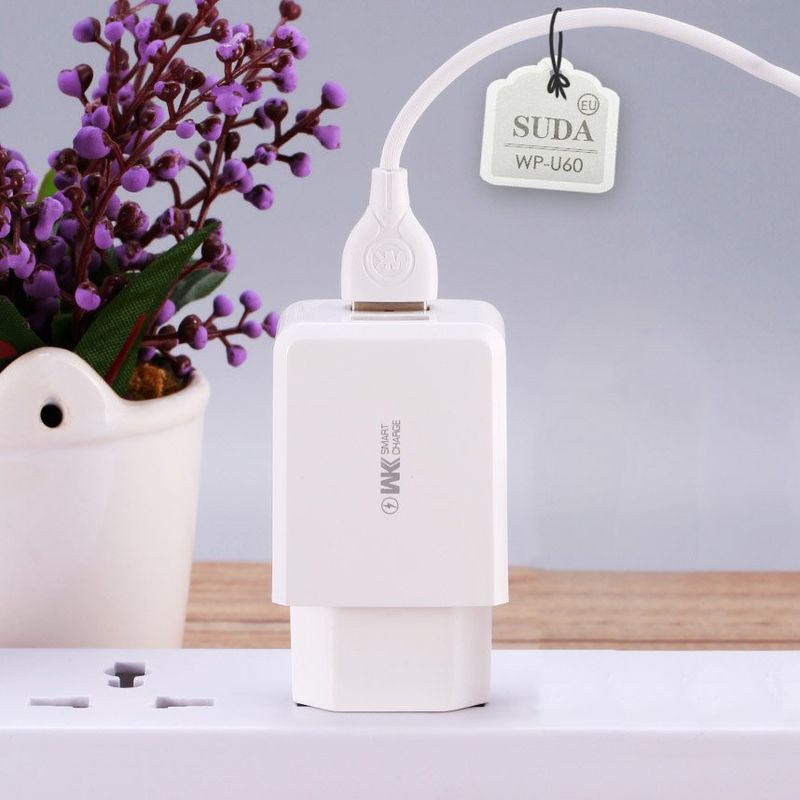 Купить Зарядное устройство WK Design Suda Charger 2.4 A, 2 USB, белое по лучшей цене в Украине 🔔 ,  наш интернет - магазин гарантирует качество и быструю доставку вашего заказа 🚀