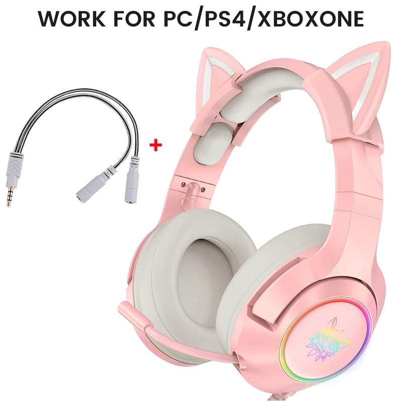 Купити Навушники ігрові Onikuma K9 Gaming Cat з мікрофоном і Led підсвічуванням Pink за найкращою ціною в Україні 🔔, наш інтернет - магазин гарантує якість і швидку доставку вашого замовлення 🚀