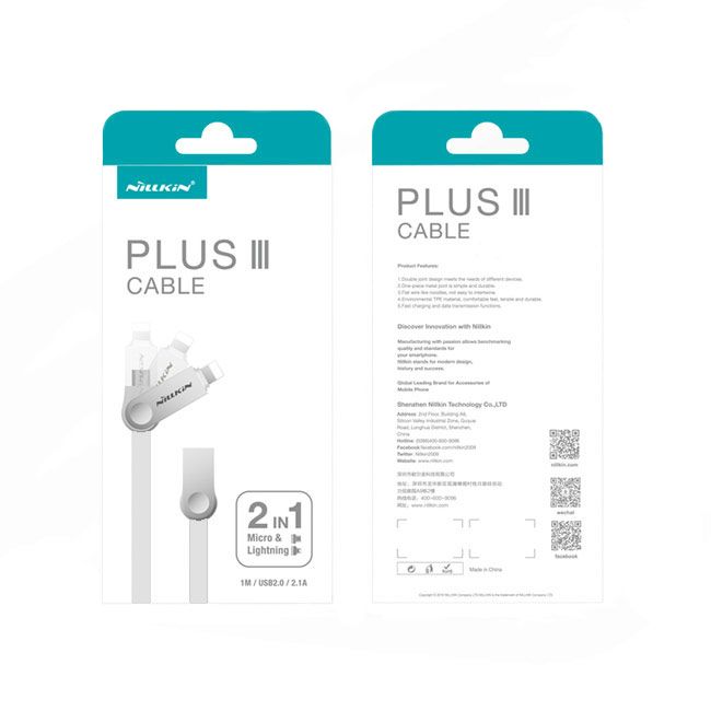 Купити Кабель Nillkin Plus III Micro USB + Lightning to USB White за найкращою ціною в Україні 🔔, наш інтернет - магазин гарантує якість і швидку доставку вашого замовлення 🚀