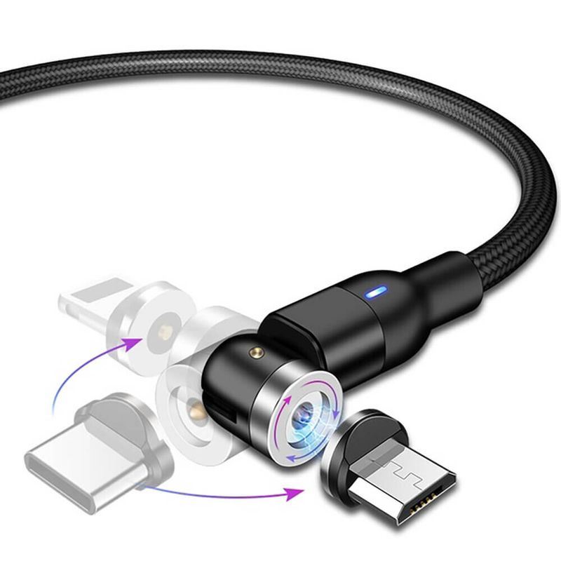 Купити Зарядний магнітний кабель oneLounge Rotate Magnetic Cable 540° Micro-USB | Type-C | Lightning 1m за найкращою ціною в Україні 🔔, наш інтернет - магазин гарантує якість і швидку доставку вашого замовлення 🚀