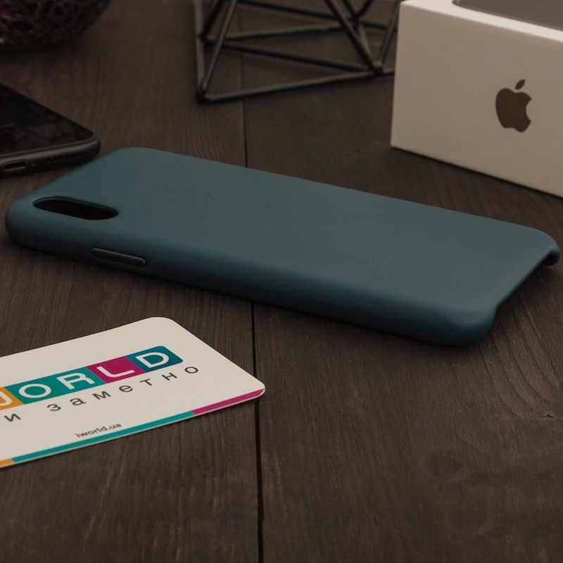 Купить Кожаный чехол темно-синий для iPhone X по лучшей цене в Украине 🔔 ,  наш интернет - магазин гарантирует качество и быструю доставку вашего заказа 🚀