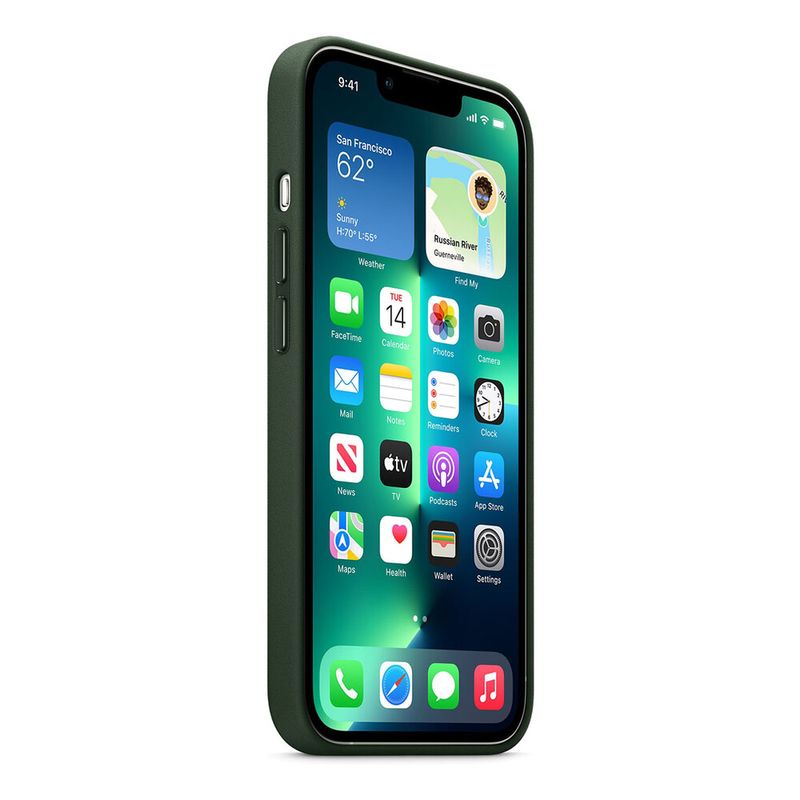 Шкіряний чохол Apple Leather Case with MagSafe Sequoia Green (MM1G3) для iPhone 13 Pro