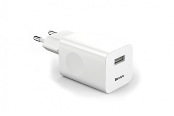 Купить Зарядное устройство Baseus Charging Quick (1USB 2.4A QC3.0) White по лучшей цене в Украине 🔔 ,  наш интернет - магазин гарантирует качество и быструю доставку вашего заказа 🚀