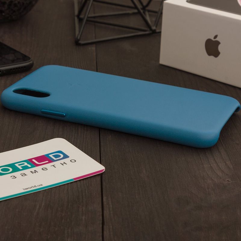 Купить Кожаный чехол светло-синий для iPhone X по лучшей цене в Украине 🔔 ,  наш интернет - магазин гарантирует качество и быструю доставку вашего заказа 🚀