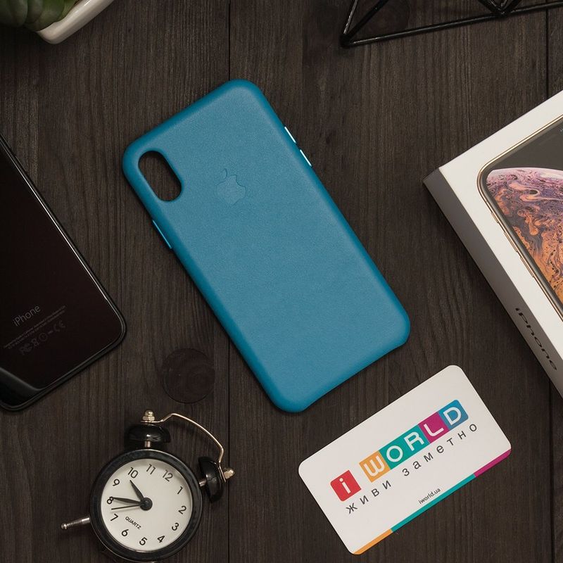 Купить Кожаный чехол светло-синий для iPhone X по лучшей цене в Украине 🔔 ,  наш интернет - магазин гарантирует качество и быструю доставку вашего заказа 🚀