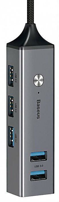 Купить Хаб Baseus Cube USB на 3 USB 3.0 + 2 USB 2.0 темно-серый (CAHUB-C0G) по лучшей цене в Украине 🔔 ,  наш интернет - магазин гарантирует качество и быструю доставку вашего заказа 🚀