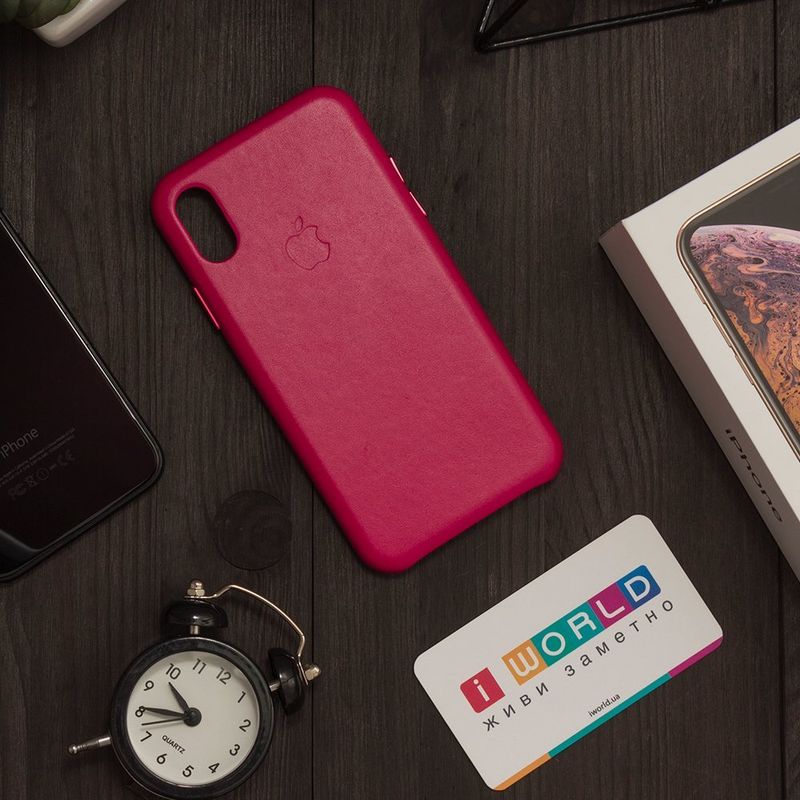 Купить Кожаный чехол ярко-розовый для iPhone X по лучшей цене в Украине 🔔 ,  наш интернет - магазин гарантирует качество и быструю доставку вашего заказа 🚀