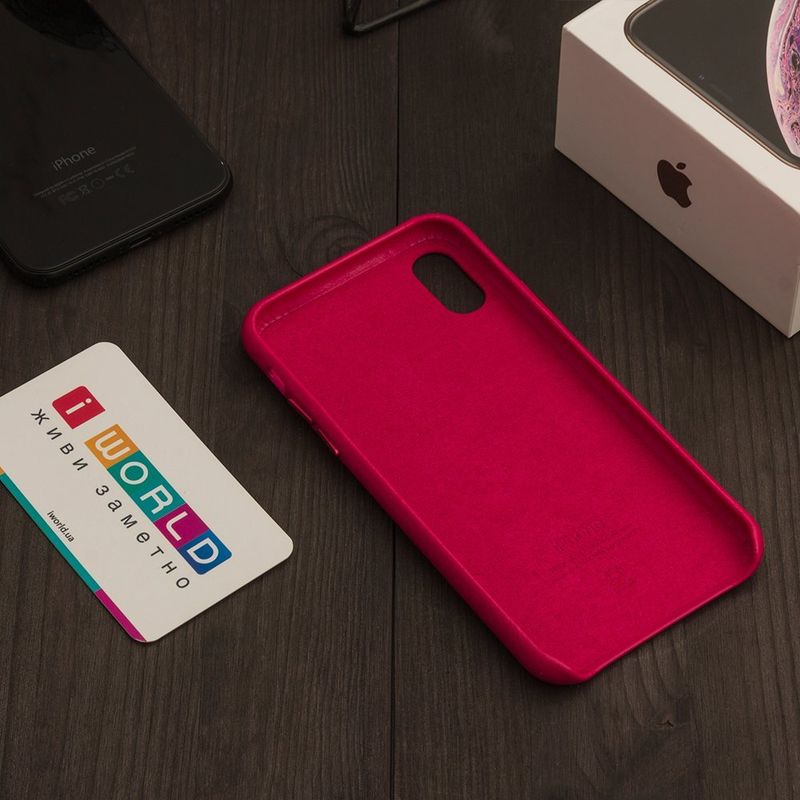 Купить Кожаный чехол ярко-розовый для iPhone X по лучшей цене в Украине 🔔 ,  наш интернет - магазин гарантирует качество и быструю доставку вашего заказа 🚀
