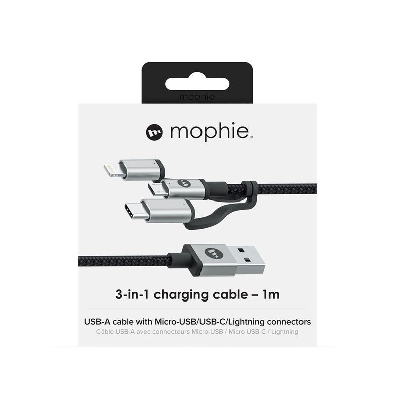 Купить Универсальный кабель 3 в 1 Mophie USB-A to Lightning | Micro-USB | Type-C 1m по лучшей цене в Украине 🔔 ,  наш интернет - магазин гарантирует качество и быструю доставку вашего заказа 🚀