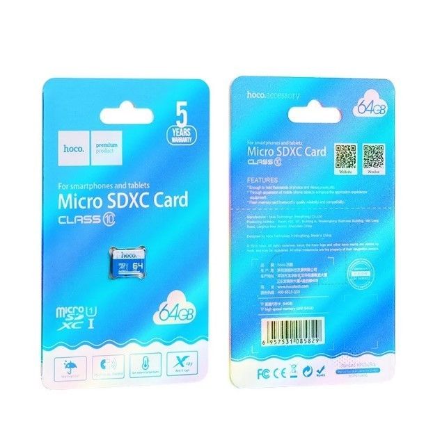 Купить Карта памяти Hoco MicroSD Class 10 64GB по лучшей цене в Украине 🔔 ,  наш интернет - магазин гарантирует качество и быструю доставку вашего заказа 🚀