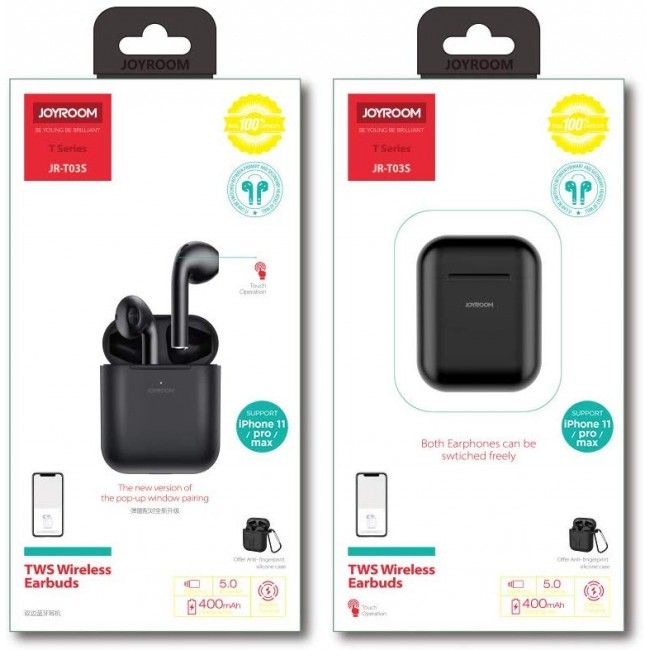 Купить Bluetooth наушники Joyroom JR-T03S Bilateral TWS Black по лучшей цене в Украине 🔔 ,  наш интернет - магазин гарантирует качество и быструю доставку вашего заказа 🚀