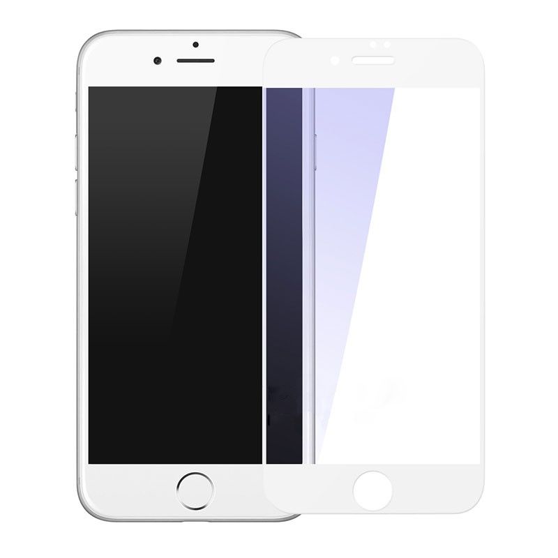 Купить Защитное стекло Baseus Silk-Screen Anti-Blue Light 0.2mm White для iPhone 7 | 8 | SE 2020 по лучшей цене в Украине 🔔 ,  наш интернет - магазин гарантирует качество и быструю доставку вашего заказа 🚀