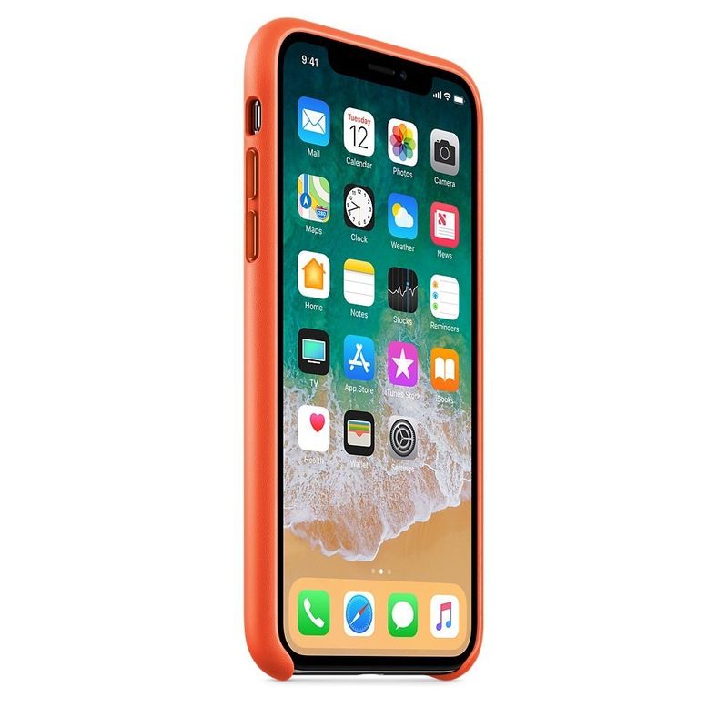 Купить Кожаный чехол оранжевый для iPhone X по лучшей цене в Украине 🔔 ,  наш интернет - магазин гарантирует качество и быструю доставку вашего заказа 🚀
