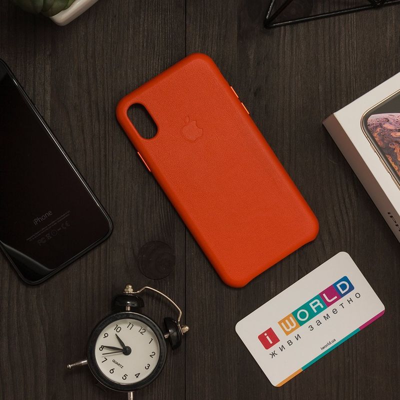 Купити Шкіряний чохол помаранчевий для iPhone X за найкращою ціною в Україні 🔔, наш інтернет - магазин гарантує якість і швидку доставку вашого замовлення 🚀