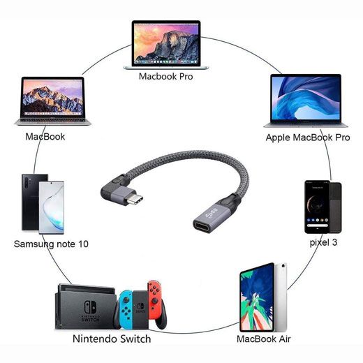 Купить Угловой удлинительный кабель oneLounge USB Type-C USB-C 3.1 10Gbp/s 90° 1м для MacBook | iPad по лучшей цене в Украине 🔔 ,  наш интернет - магазин гарантирует качество и быструю доставку вашего заказа 🚀