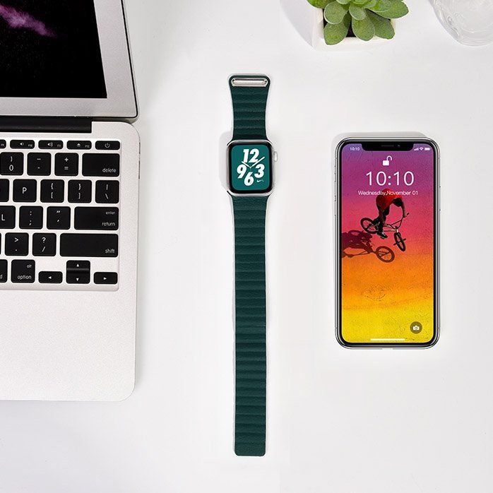 Купити Ремінець Coteetci W7 Leather Magnet Band зелений для Apple Watch 38mm/40mm за найкращою ціною в Україні 🔔, наш інтернет - магазин гарантує якість і швидку доставку вашого замовлення 🚀