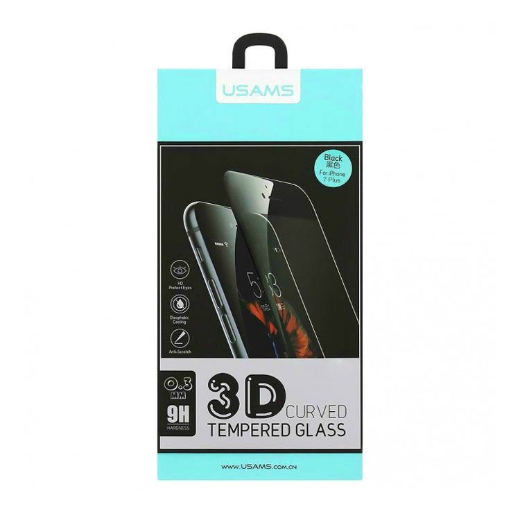 Купить Защитное стекло USAMS 3D Curved Tempered Glass Black для iPhone 7 Plus | 8 Plus по лучшей цене в Украине 🔔 ,  наш интернет - магазин гарантирует качество и быструю доставку вашего заказа 🚀
