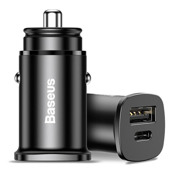 Купить Автомобильное зарядное устройство Baseus Square metal A+C 30W PPS QC4.0+ (USB+Type-C, 5A) Black по лучшей цене в Украине 🔔 ,  наш интернет - магазин гарантирует качество и быструю доставку вашего заказа 🚀