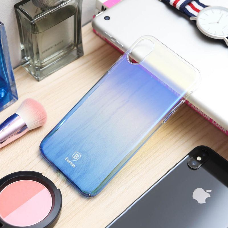Купити Полупрозрачный чехол Baseus Glaze синий для iPhone X/XS за найкращою ціною в Україні 🔔, наш інтернет - магазин гарантує якість і швидку доставку вашого замовлення 🚀
