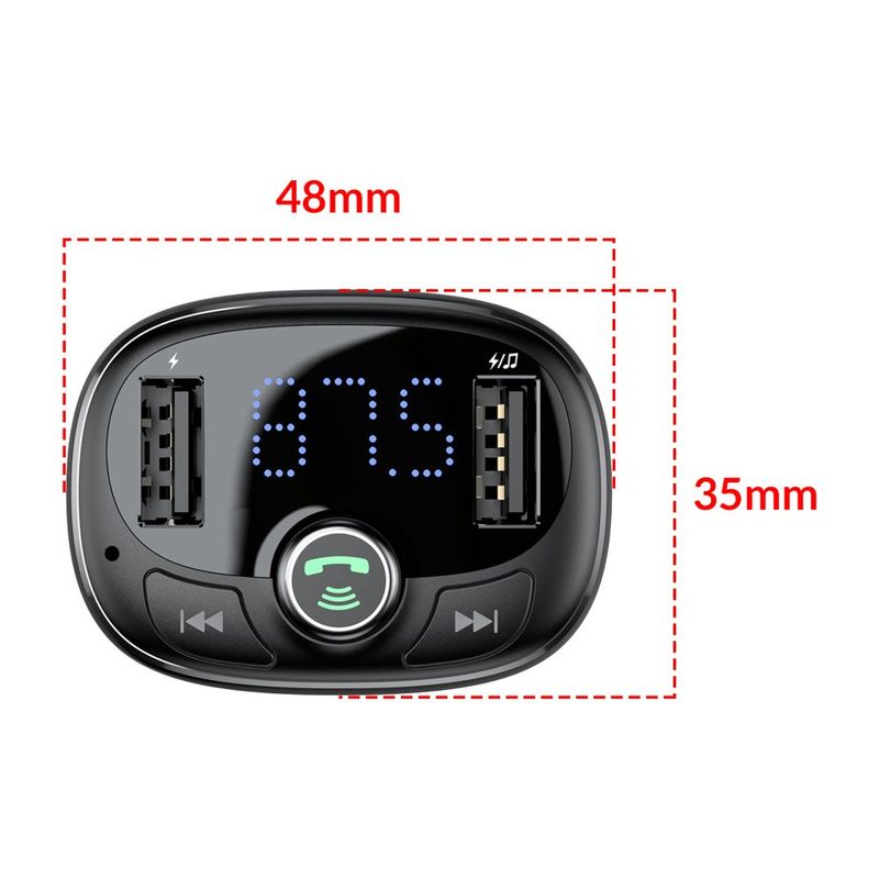 Купить Автомобильное зарядное устройство Baseus T typed S-09 Bluetooth MP3 Black по лучшей цене в Украине 🔔 ,  наш интернет - магазин гарантирует качество и быструю доставку вашего заказа 🚀