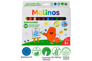 Фломастеры детские смываемые для малышей MALINOS Babyzauber 10 шт