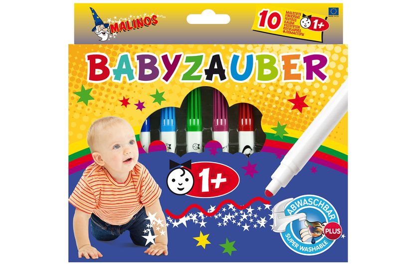 Фломастери дитячі, що змиваються для малюків MALINOS Babyzauber 10 шт