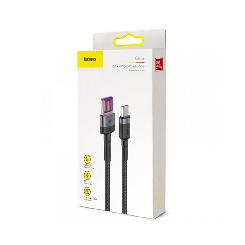 Купить Зарядный кабель Baseus Cafule HW USB to USB-C Gray | Black (1м) по лучшей цене в Украине 🔔 ,  наш интернет - магазин гарантирует качество и быструю доставку вашего заказа 🚀