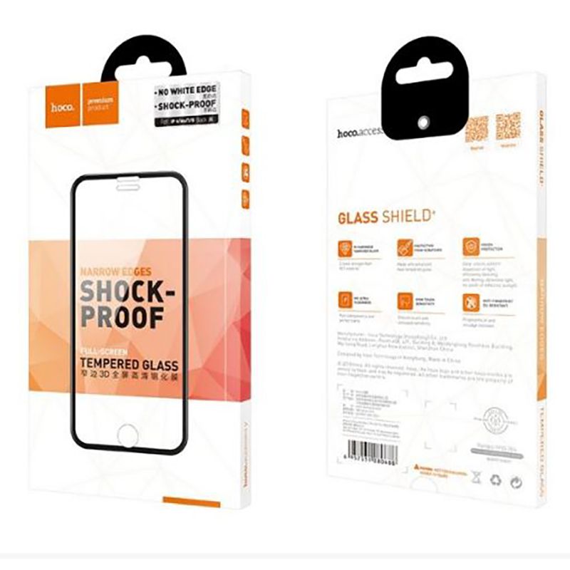 Купить Защитное стекло Hoco Narrow Edges 3D Full Screen HD для Iphone 6Plus/6S Plus/7 Plus/8 Plus Black по лучшей цене в Украине 🔔 ,  наш интернет - магазин гарантирует качество и быструю доставку вашего заказа 🚀