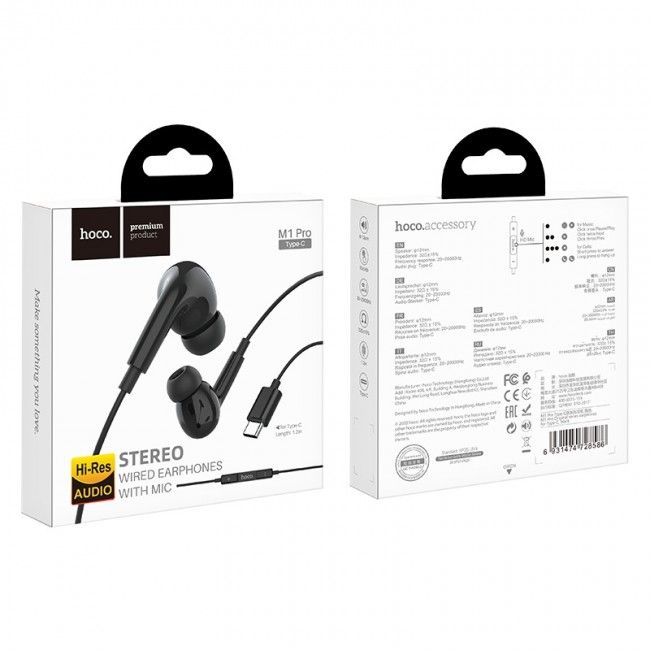 Купити Вакуумні навушники з Type-C коннектором Hoco M1 Pro Original series Black за найкращою ціною в Україні 🔔, наш інтернет - магазин гарантує якість і швидку доставку вашого замовлення 🚀
