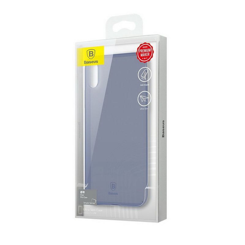 Купить Полупрозрачный чехол Baseus Simple синий для iPhone X/XS по лучшей цене в Украине 🔔 ,  наш интернет - магазин гарантирует качество и быструю доставку вашего заказа 🚀