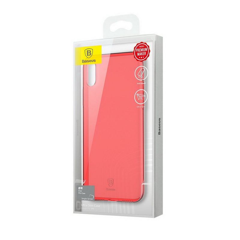 Купить Полупрозрачный чехол Baseus Simple красный для iPhone X/XS по лучшей цене в Украине 🔔 ,  наш интернет - магазин гарантирует качество и быструю доставку вашего заказа 🚀