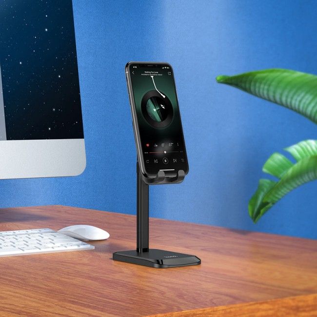 Купить Настольный держатель для телефона Hoco PH27 Soaring metal desktop stand Black по лучшей цене в Украине 🔔 ,  наш интернет - магазин гарантирует качество и быструю доставку вашего заказа 🚀