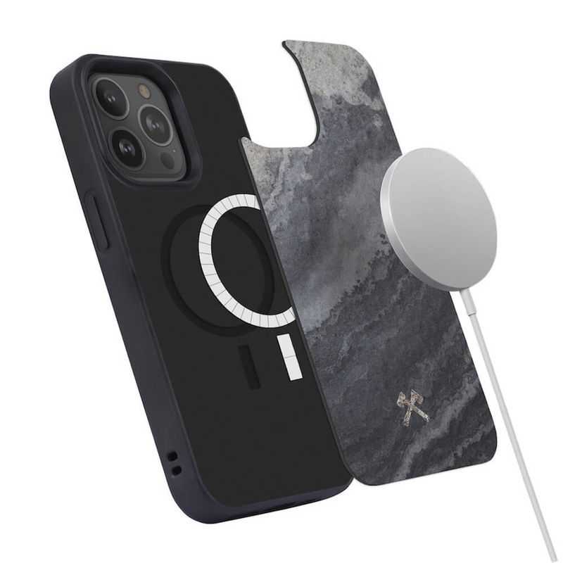 Чехол из натурального камня Woodcessories Bumper Case Camo Grey MagSafe для iPhone 13 Pro Max