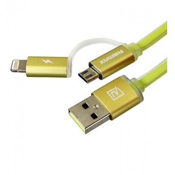 Купить Кабель 2-in-1 Remax Aurora RC-020t Micro-USB+Lightning Green по лучшей цене в Украине 🔔 ,  наш интернет - магазин гарантирует качество и быструю доставку вашего заказа 🚀
