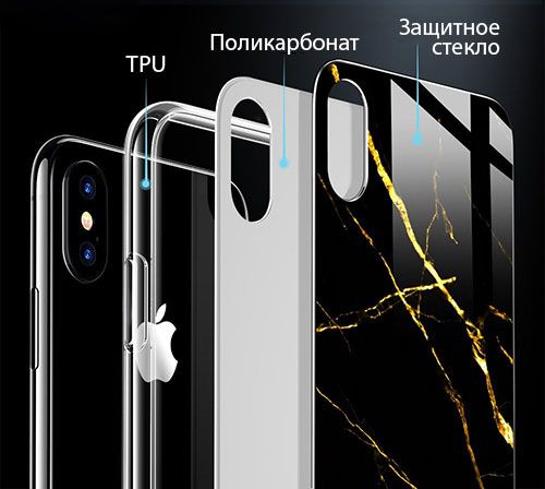 Купить Стеклянный чехол ESR Glass Mimic-Marble Black Gold для iPhone X | XS по лучшей цене в Украине 🔔 ,  наш интернет - магазин гарантирует качество и быструю доставку вашего заказа 🚀