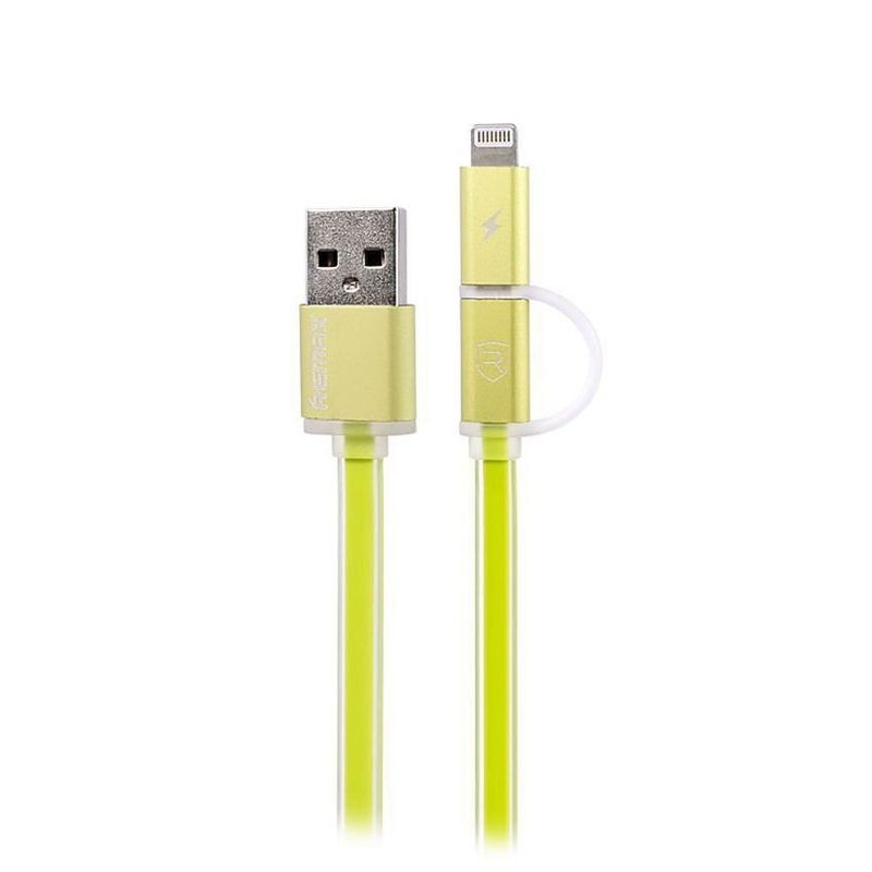 Купить Кабель 2-in-1 Remax Aurora RC-020t Micro-USB+Lightning Green по лучшей цене в Украине 🔔 ,  наш интернет - магазин гарантирует качество и быструю доставку вашего заказа 🚀
