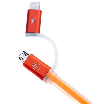 Купить Кабель 2-in-1 Remax Aurora RC-020t Micro-USB+Lightning Orange по лучшей цене в Украине 🔔 ,  наш интернет - магазин гарантирует качество и быструю доставку вашего заказа 🚀
