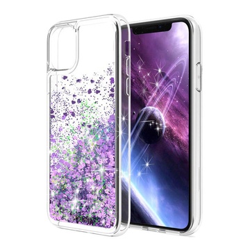 Чехол с жидкими блестками iLoungeMax Glitter Heart Purple для iPhone 13