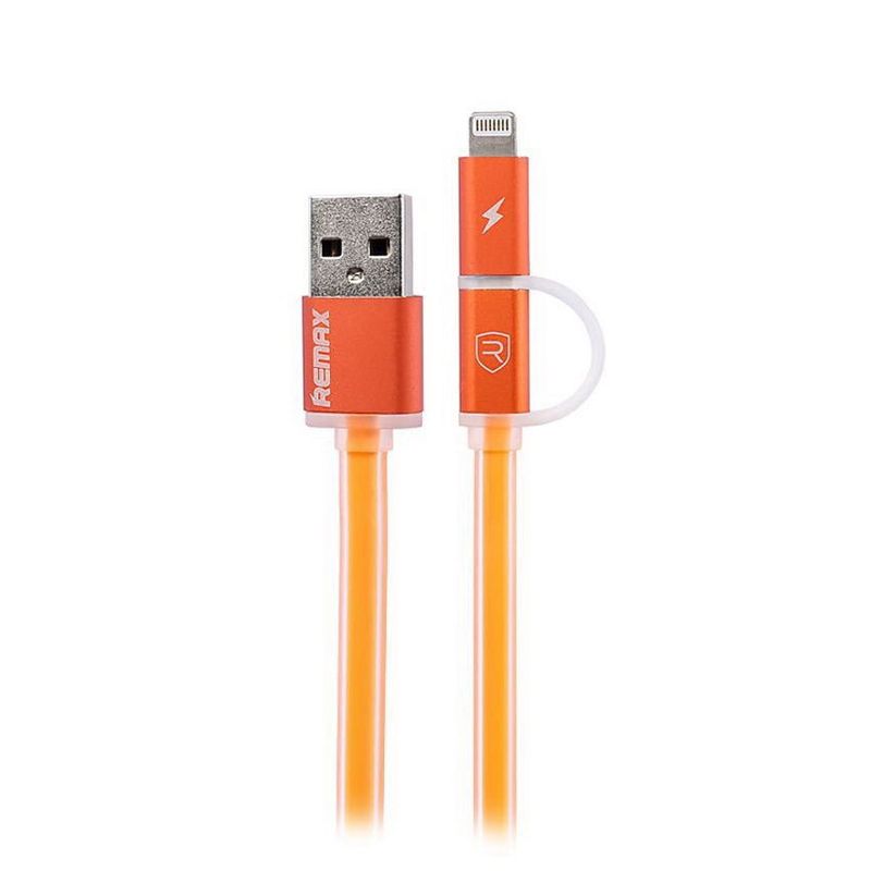 Купить Кабель 2-in-1 Remax Aurora RC-020t Micro-USB+Lightning Orange по лучшей цене в Украине 🔔 ,  наш интернет - магазин гарантирует качество и быструю доставку вашего заказа 🚀