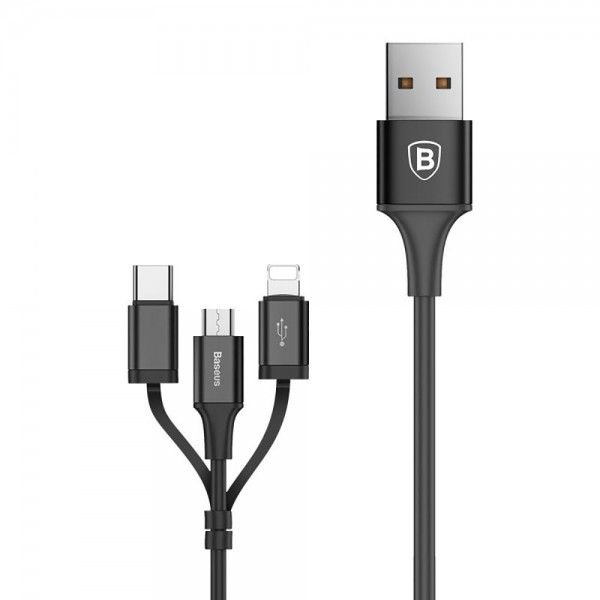Купити Кабель Baseus Excellent 3 in 1 Cable USB to USB Type-C | Lightning | Micro-USB 1.2m за найкращою ціною в Україні 🔔, наш інтернет - магазин гарантує якість і швидку доставку вашого замовлення 🚀