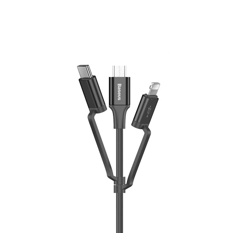 Купить Кабель Baseus Excellent 3 in 1 Cable USB to USB Type-C | Lightning | Micro-USB 1.2m по лучшей цене в Украине 🔔 ,  наш интернет - магазин гарантирует качество и быструю доставку вашего заказа 🚀