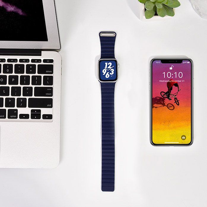 Купити Ремінець Coteetci W7 Leather Magnet Band синій для Apple Watch 38mm/40mm за найкращою ціною в Україні 🔔, наш інтернет - магазин гарантує якість і швидку доставку вашого замовлення 🚀