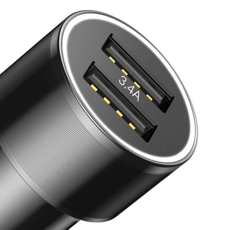 Купить Автомобильное зарядное устройство Baseus Small Screw 3.4A Dual-USB с Type-C кабелем черное по лучшей цене в Украине 🔔 ,  наш интернет - магазин гарантирует качество и быструю доставку вашего заказа 🚀